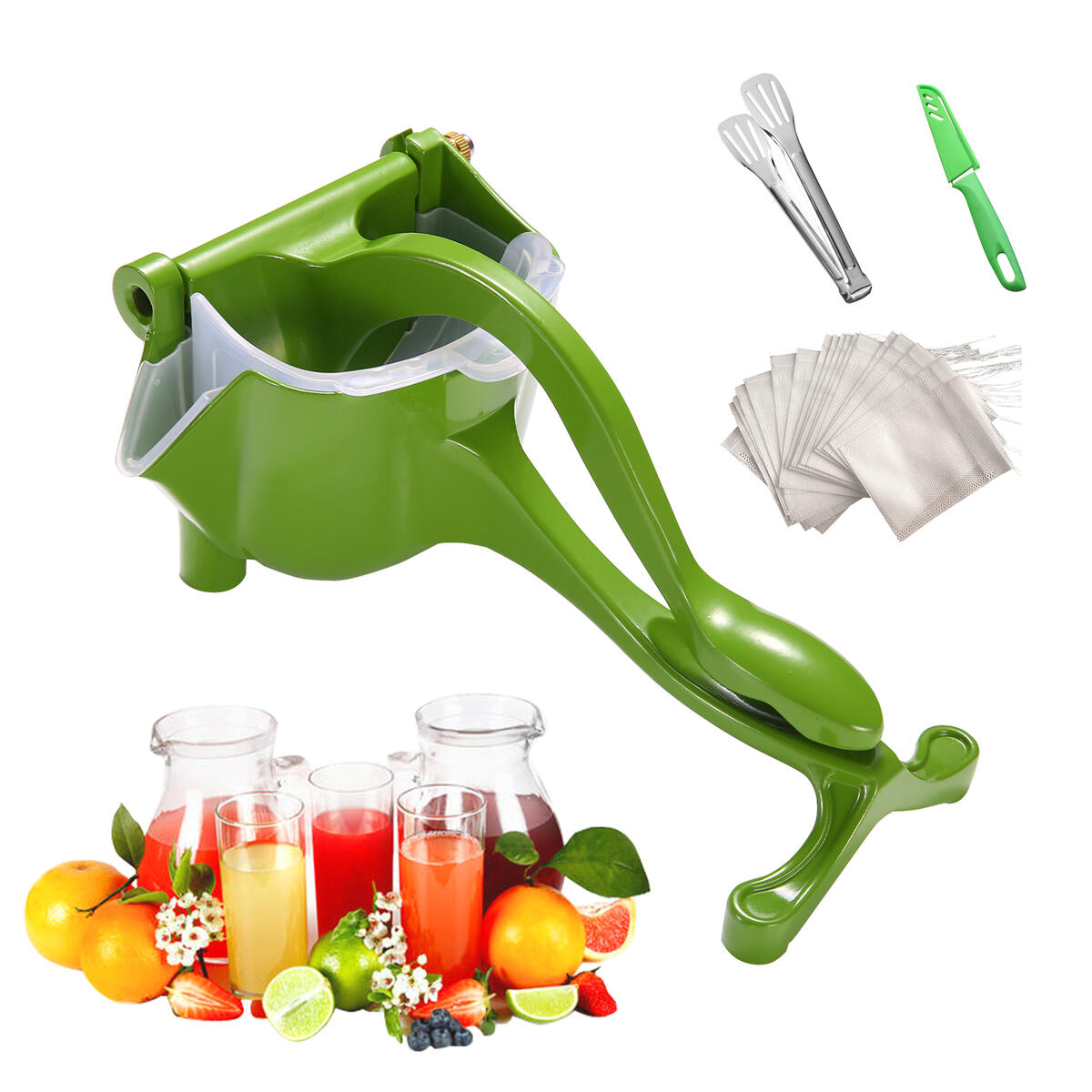 Manual Fruit Juicer,Portable Lemon Orange Citrus Pomegranate Hand Press,Handheld Large Capacity Nuts Lime Squeezer,Detachable Corrosion Protection Extractor Tool,Family Kitchen Gadget (Vibrant Green)