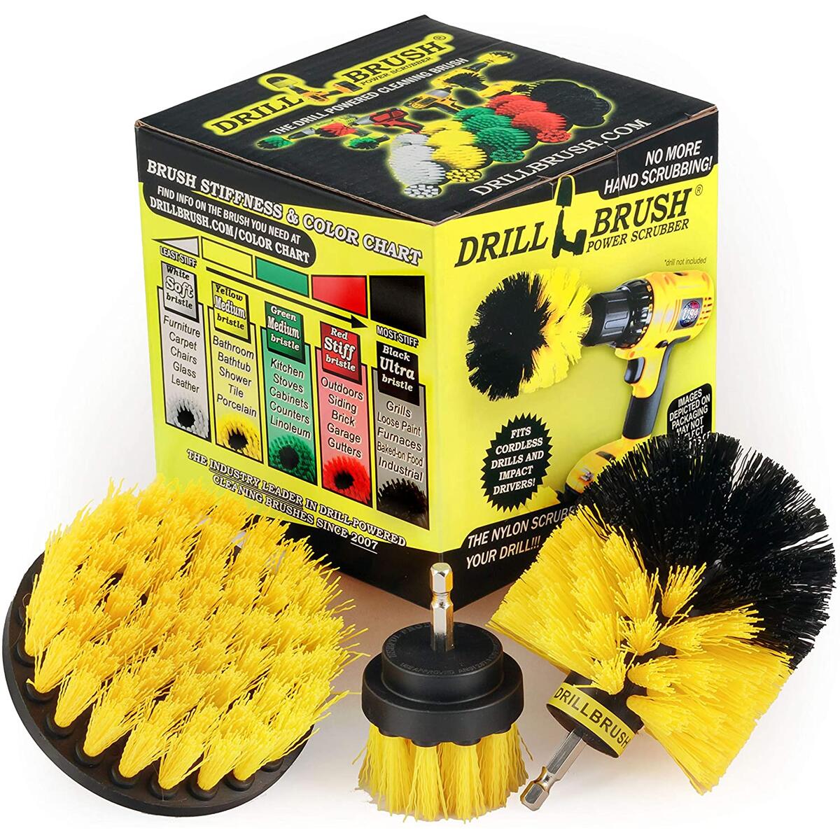 (All Purpose Medium-Yellow) Bathroom Surfaces Tub, Shower, Tile and Grout All Purpose Power Scrubber Cleaning Kit
