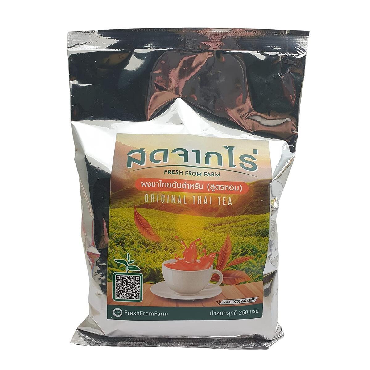 Loose Leaf Tea – 250g Pure Original Thai Tea – All Natural, No Dyes – Ideal for Iced Tea, Boba Tea, Specialties – Delicious Intense Flavor – Made in Thailand – Fresh From Fram (Original Flavor, 250g)