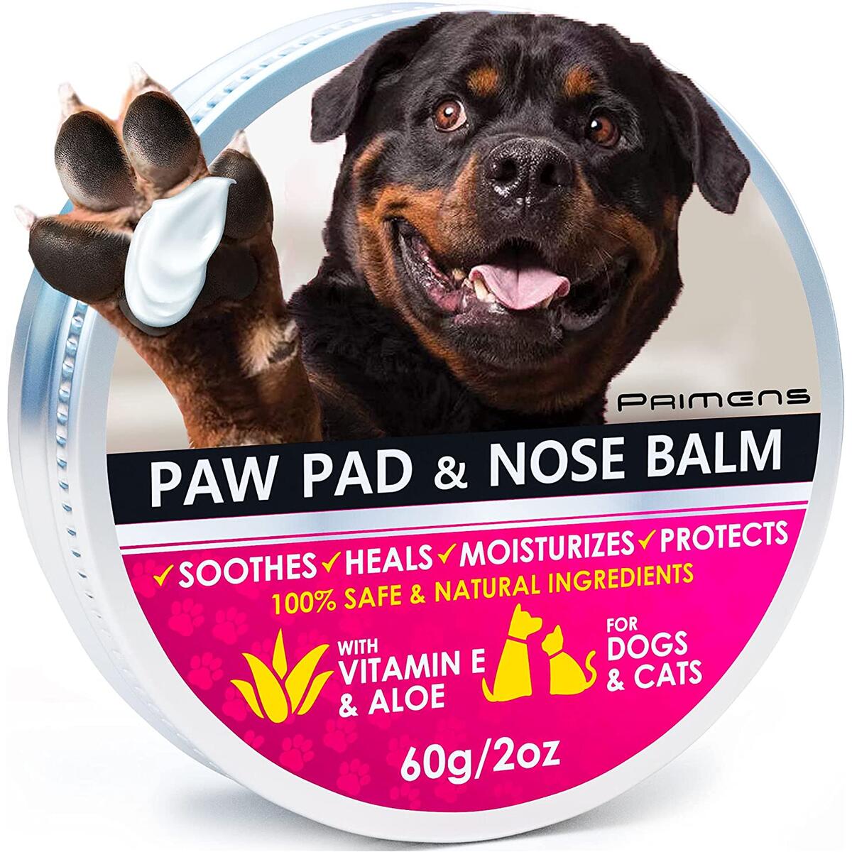 2 Oz Natural Dog Paw Balm, Dog Paw Protection for Hot Pavement, Dog Paw Wax for Dry Paws & Nose, Canine Paw Moisturizer for Cracked Paws, Cream Butter for Cat, Dogs Paw Protectors, Paw Pad Lotion