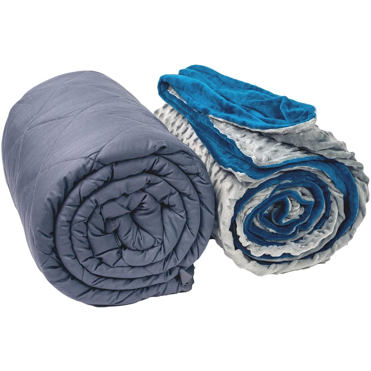 Aviano Premium Weighted Blanket for Adults - 10 lbs with Removable Duvet Cover (Royal Blue)