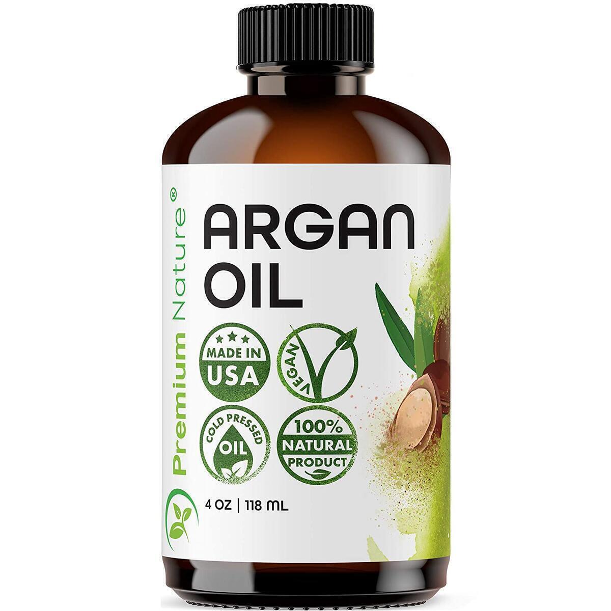 Argan Oil Organic, Virgin, 100% Pure, Cold Pressed Argon Oil Serum For Hair Stimulate Growth for Dry and Damaged Hair. Argan Oil for Skin Body Moisturizer. Nails Protector 4 oz
