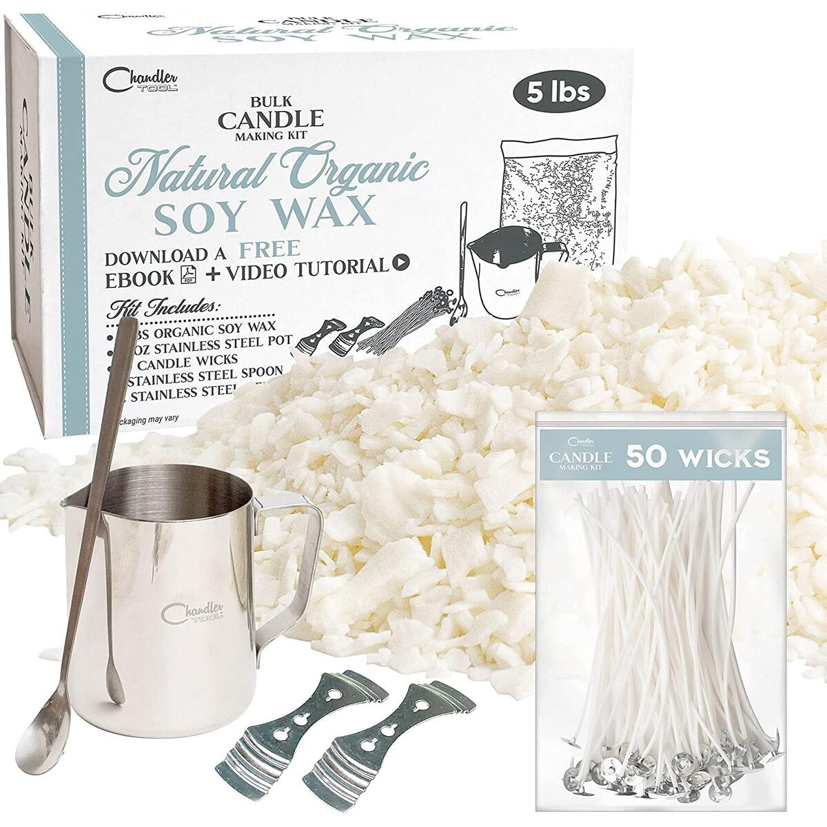 Jumbo DIY Candle Making kit - Enough to Make 50 Candles - 5lb Soy Candle Wax for Candle Making Supplies & Tools & Instructions Included