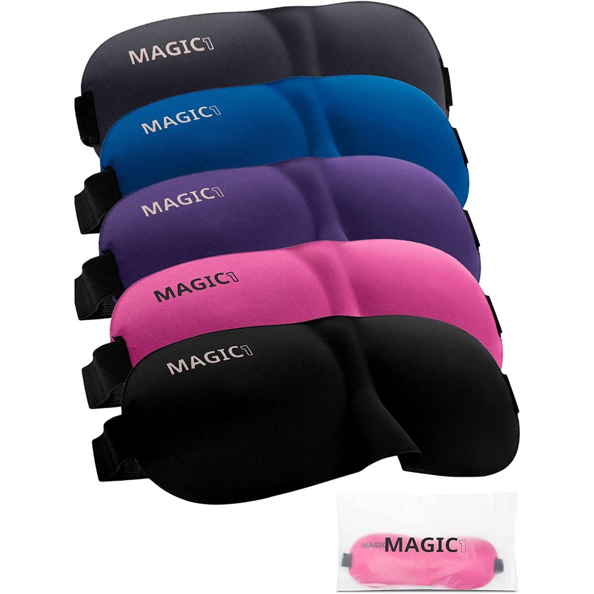 Sleep Mask 3 Pack for Men Women 3D Upgraded Lightweight Eye Mask Sleeping Mask Adjustable Strap Block Out Light Night Blindfold Soft Eye Cover for Travel, Meditation, Night Shift (3X Black)