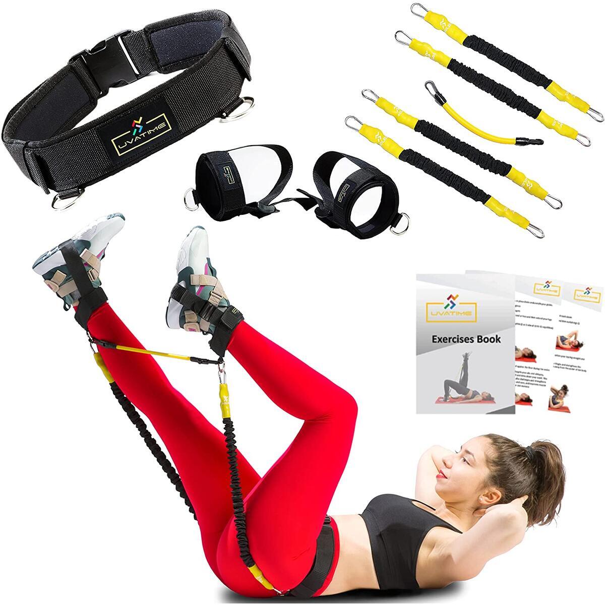 UVATIME Booty Resistance Bands with Adjustable Belt, Exercise Bands for Legs, Adjustable Ankle Bands, Vertical Jump Trainer, 2 Adaptable Levels of Resistance