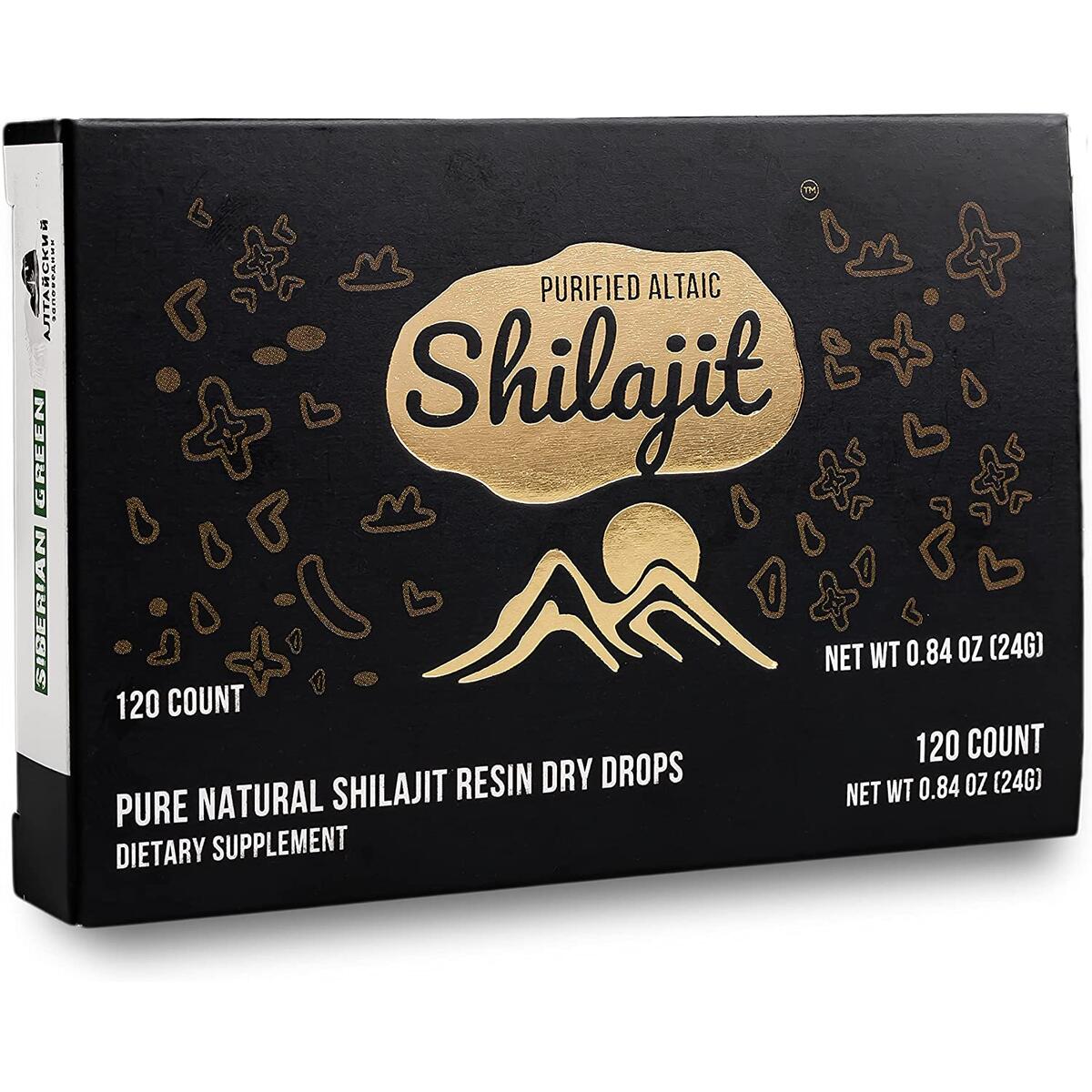 Premium Pure Shilajit Dry Drops by Siberian Green Altai "Golden Mountains" - 120 Count (200 mg) Authentic Safety & Quality Certificate - US Lab Tested Fulvic Acid