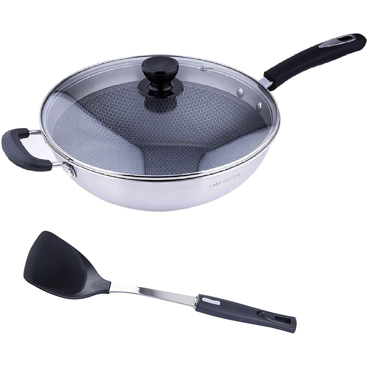 Stainless Steel Hybrid Honeycomb Wok Pan/Skillet