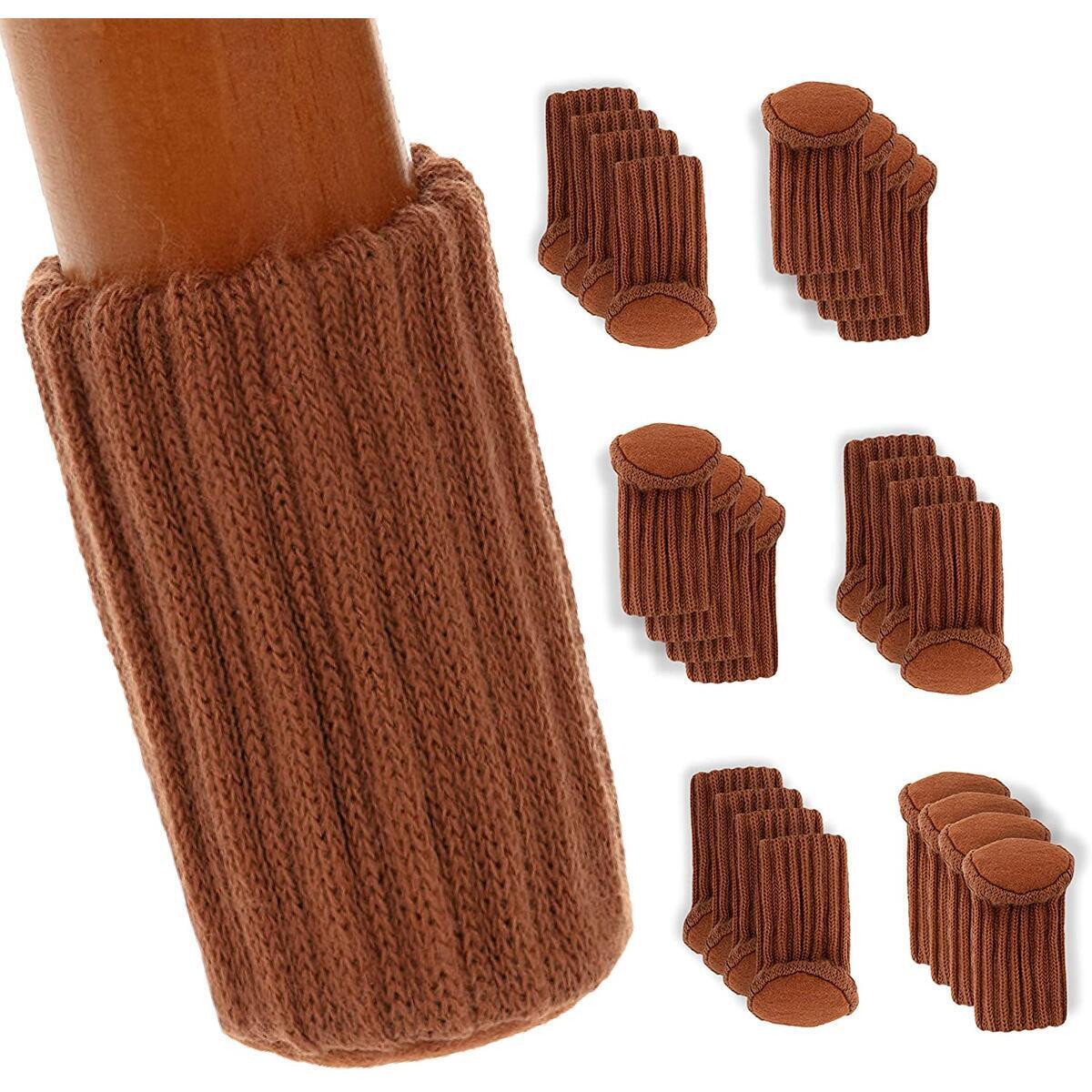 Floor HERO Chair Socks, 24 Pack | The Un-Holey, Firm-Grippy, Near-Silent Felt Padded Floor Protector Socks | for Chairs & Legs Diameter 3/4" up to 2" | Furniture Pads, Brown