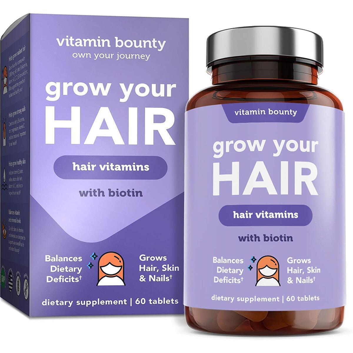 Grow Your Hair - Hair Regrowth, Healthy Skin and Stronger Nails Vitamins for Hair Growth - Vitamin Bounty