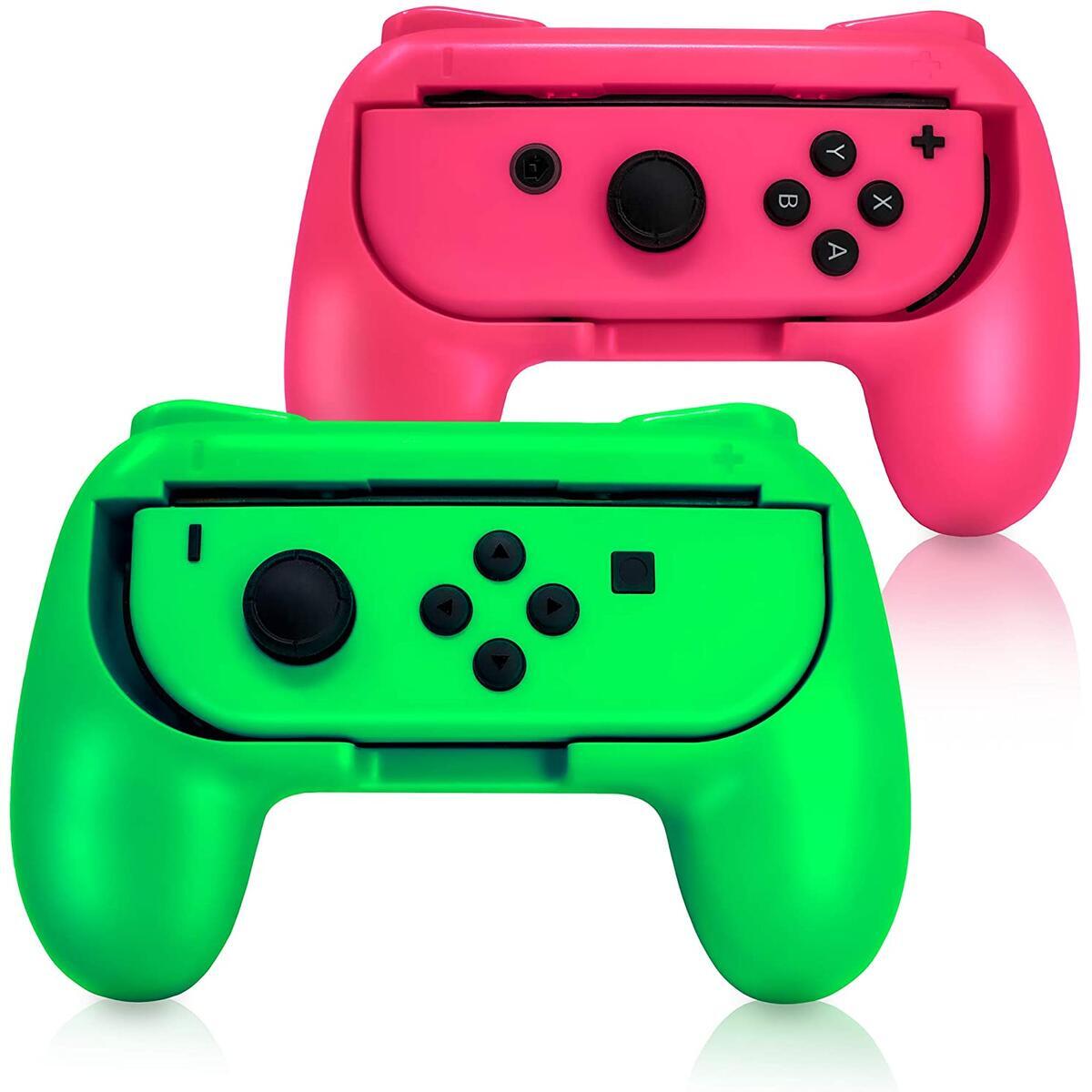 ADZ Switch Joy Con Grip x 2 Switch Joycon Comfort Grip Controller Accessories Compatible with Nintendo Switch JoyCon Controller (Pink/Green) FOR PRIME MEMBERS
