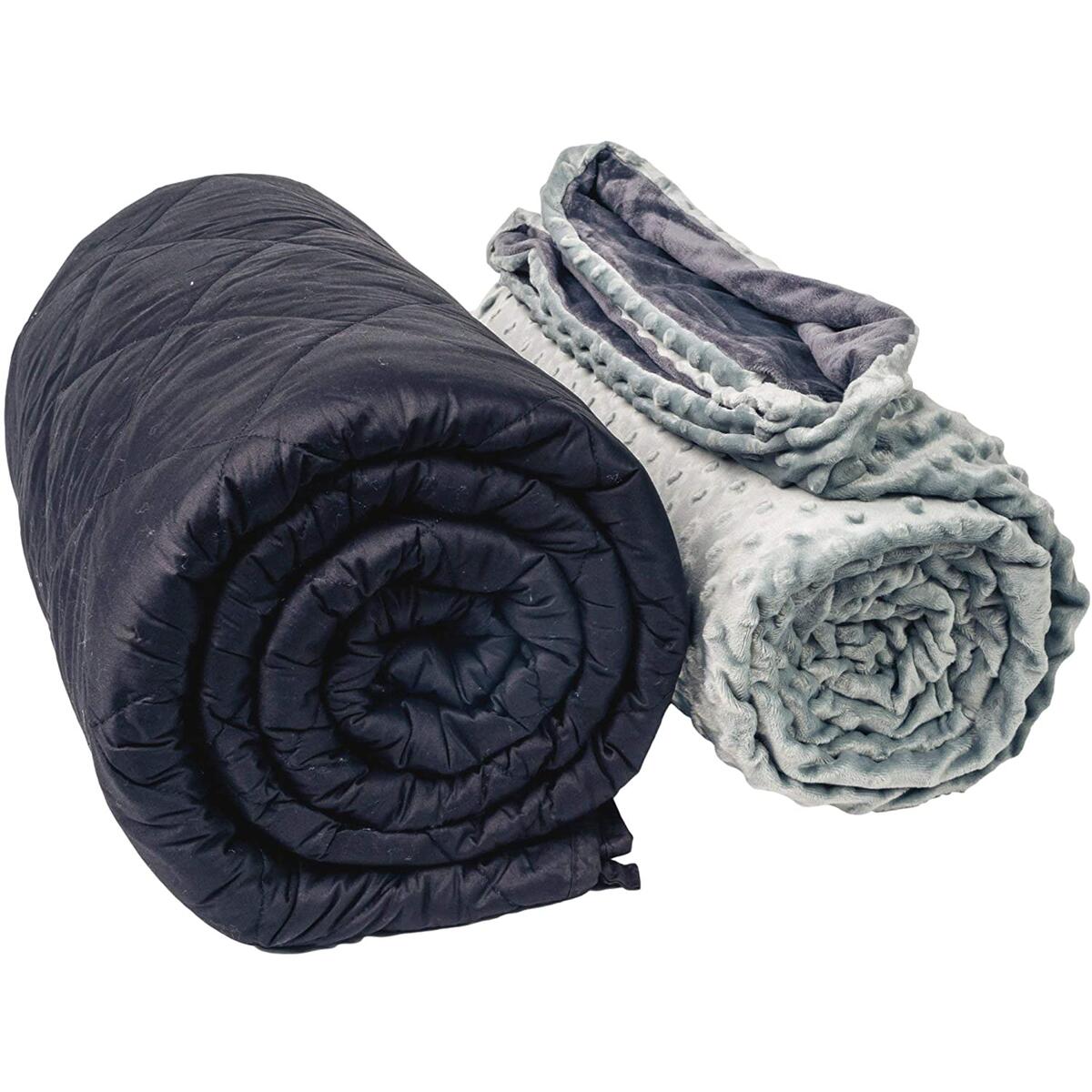 Aviano Premium Weighted Blanket for Adults - 10 lbs with Removable Duvet Cover (Fossil