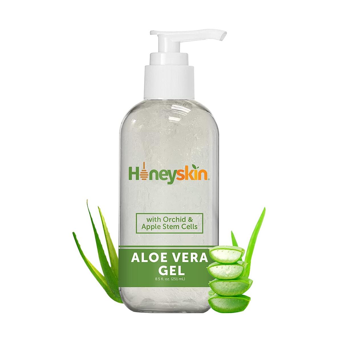 Organic Aloe Vera Gel - 100% Pure Aloe Gel With Manuka Honey - Face and Body After Sun Care - Aloe Leaf Gel for Sunburn and Acne - No Clumping or Pulp - Non Sticky - Made in USA