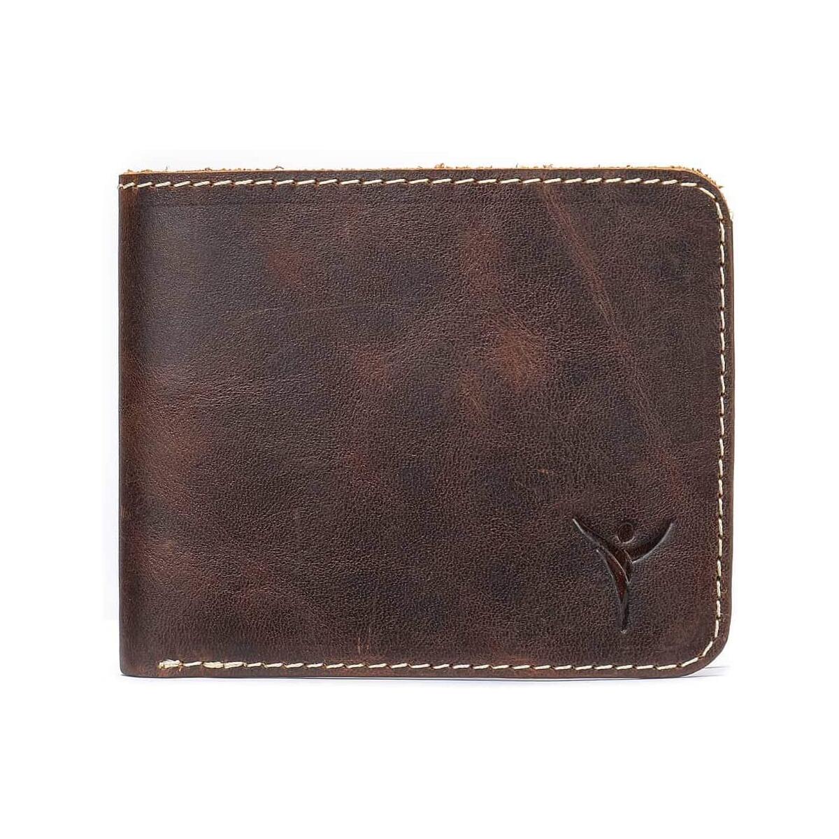 Genuine Leather Wallets for Men Bifold | Vintage Style Minimalist Bifold Mens Wallet/Card Holder with RFID Blocking Card in Gift Box (Vertical Style Wallet - Brown)