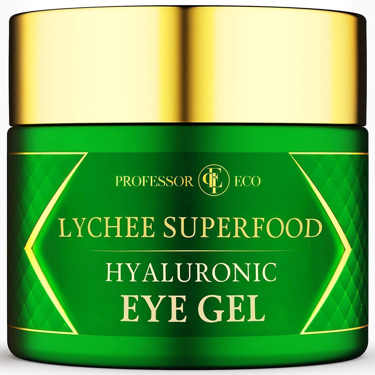 Lychee Superfood Hyaluronic [Eye Gel] for Natural Firming Puffiness Wrinkles Dark Circles Under Eye Treatment