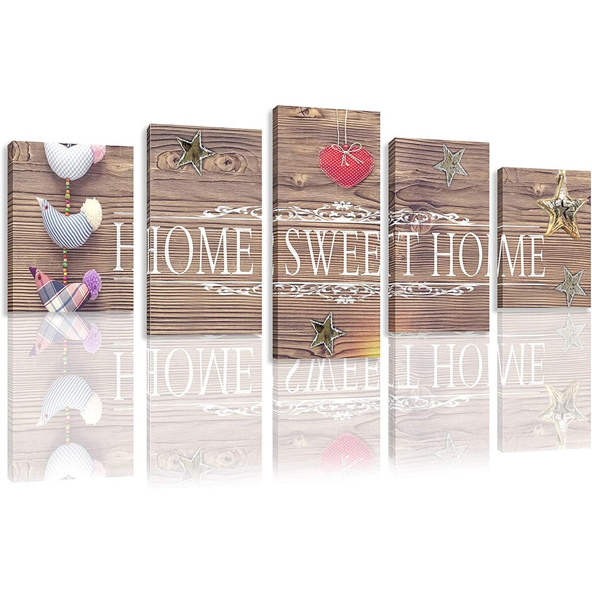 Canvas Prints Wall Art - Home Sweet Home Painting, 5 Piece Pictures for Home Décor, Ready to Hang