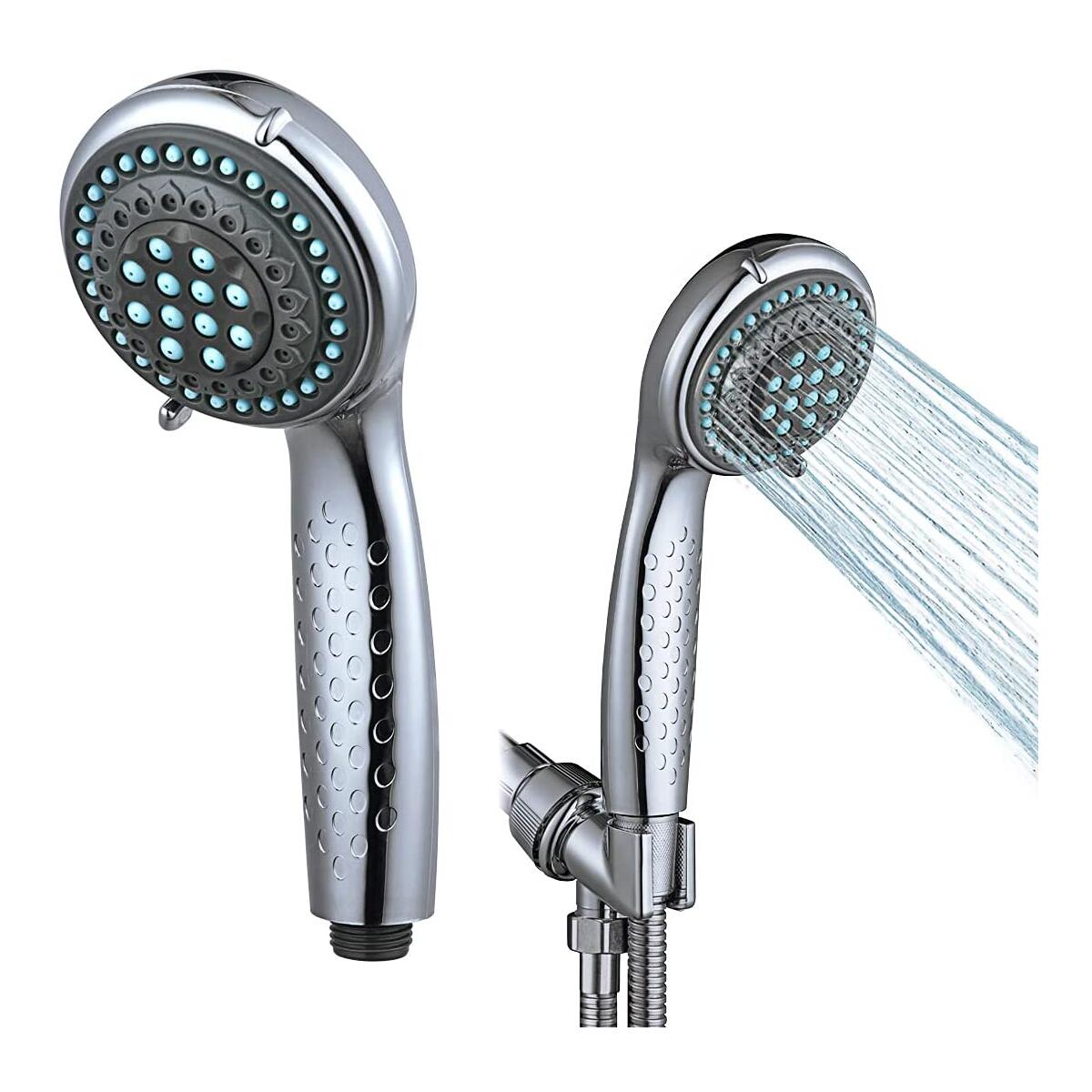 High Pressure Handheld Shower Head, Water Saving 3-Setting with 70" Stainless Steel Shower Hose and Adjustable Bracket, Chrome Finish