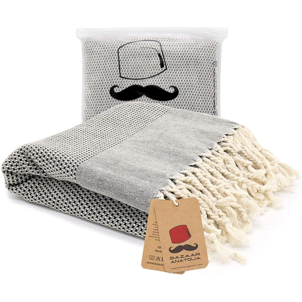 Turkish Towel 100% Cotton Beach Towel 77x38" Acabla (BLACK)