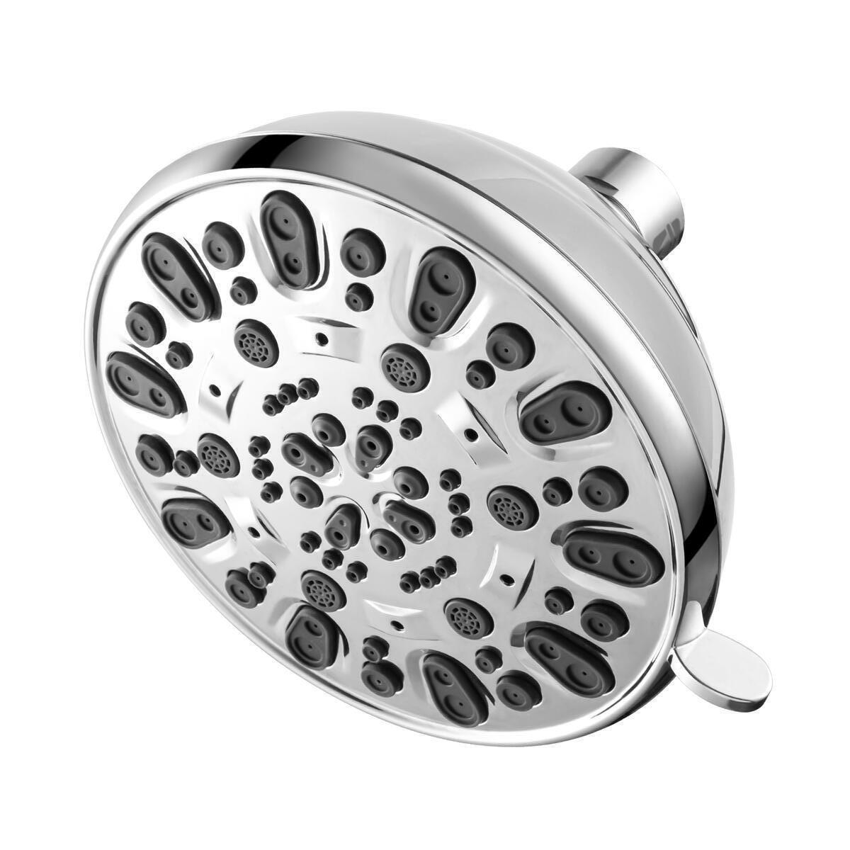 High Pressure Shower Head VMASSTONE 4.7" Rain Fixed Showerhead 7-Spray Setting with Adjustable Brass Swivel Ball Joint - Excellent Replacement for Your Bath Shower Head (FM-001 Chrome)…