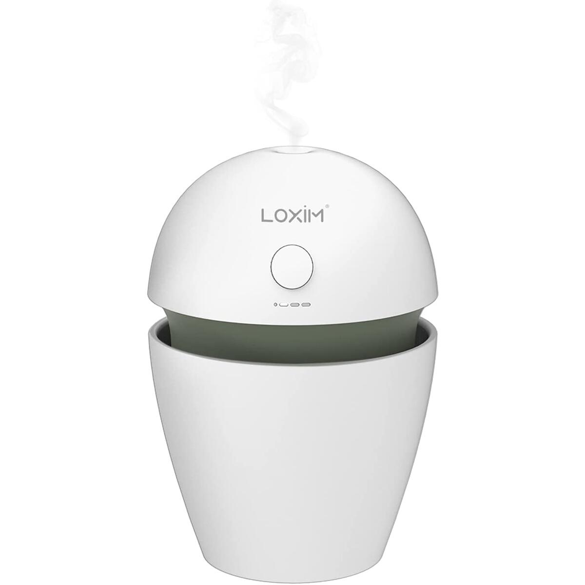 LOXIM Aromatherapy Diffusers for Bedrooms and Cars - Professional Grade Nebulizing Diffuser for Essential Oils, Waterless, No Heat, Super Quiet, Portable, Battery Operated - White