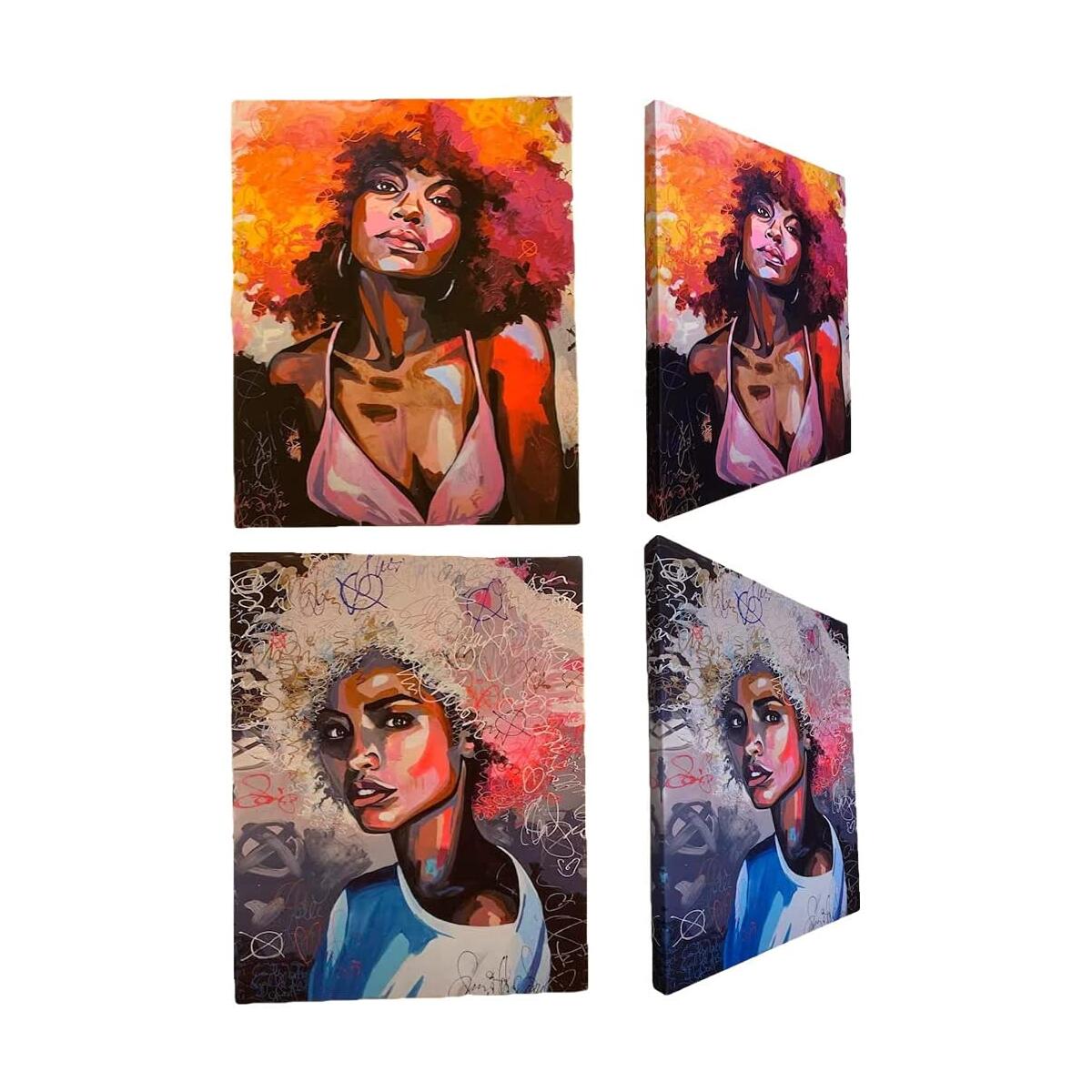 Set of 2 - 16" X 20" African American Wall Art- Queens Wall Art