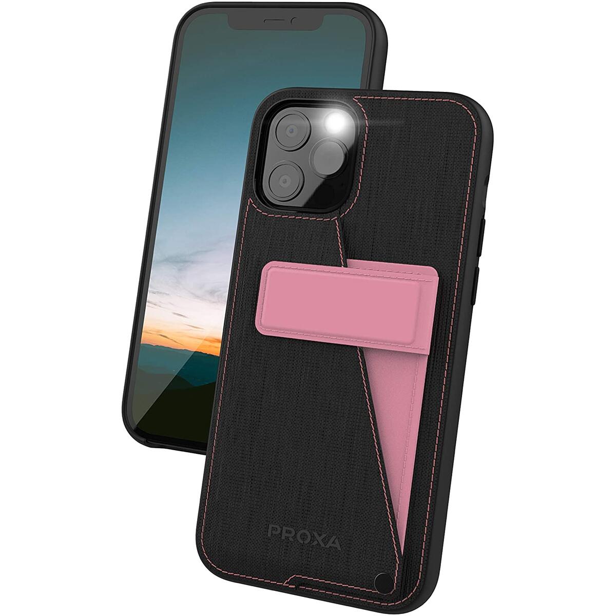 PROXA Rotational Wallet Case Designed for iPhone 12 / iPhone 12 Pro with Hidden Card Holder Slot-Cover with TPU & Hard PC [Protective/Scratchproof]-for Apple iPhone 12/12 Pro 6.1 inch-Rose Pink