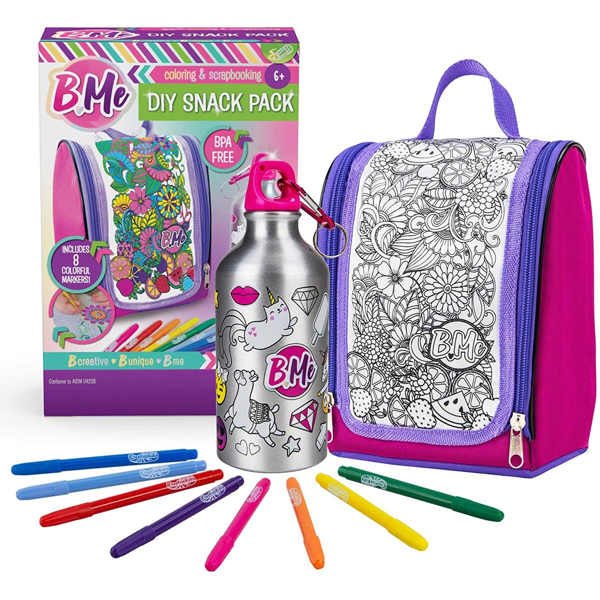 DIY Snack Pack – Color-Your-Own Lunch Bag & Water Bottle Kit