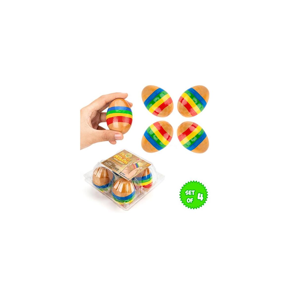 Funky Egg Musical Handmade Shakers Maracas for Kids 4 -Pack