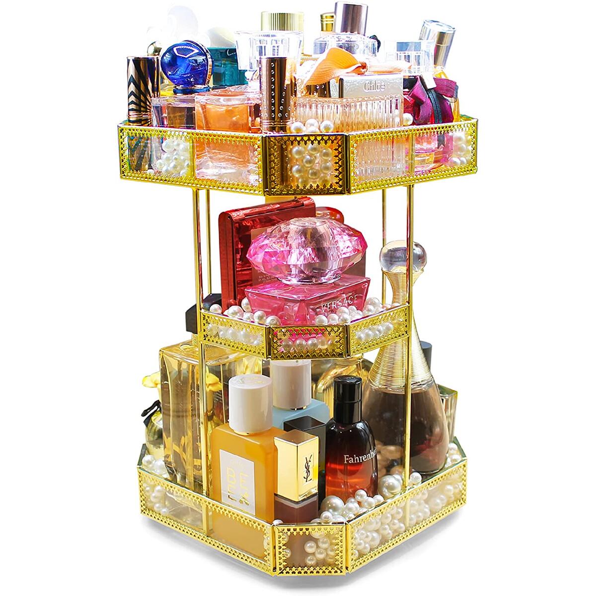 LORIINI 360 Degree Makeup Organizer, Multi-Function Storage Carousel for Organizing your Perfumes, Cosmetics, Jewelry, Lipsticks, Large Capacity Best for your Vanity, Countertop