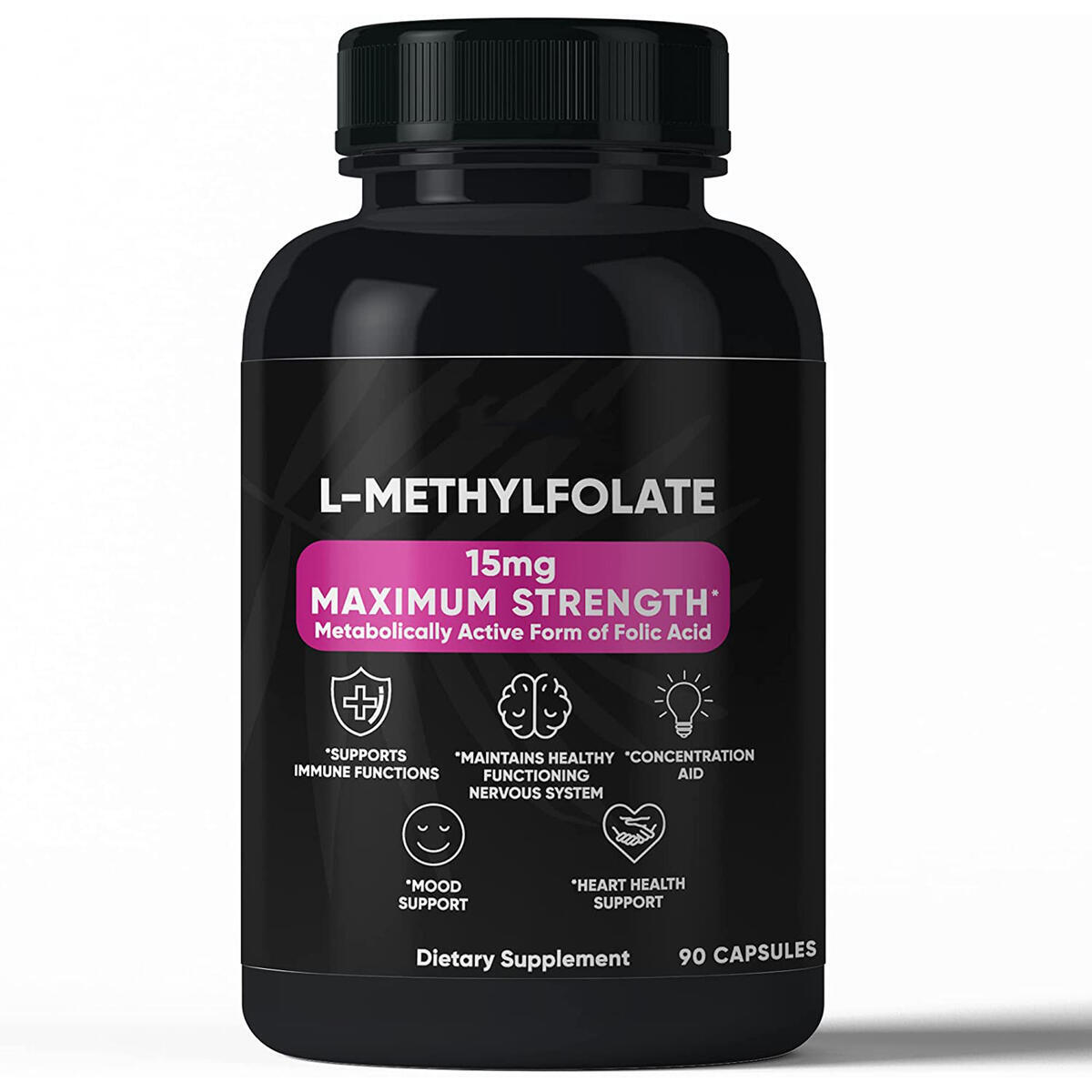 L-Methylfolate 15 mg 90 Capsules, Strongest Formula Active Methyl Folate, Great for Immune Support Supplement, Mood Brain and Energy Booster for Women and Men, 5 MTHF, Gluten Free, L Methylfolate