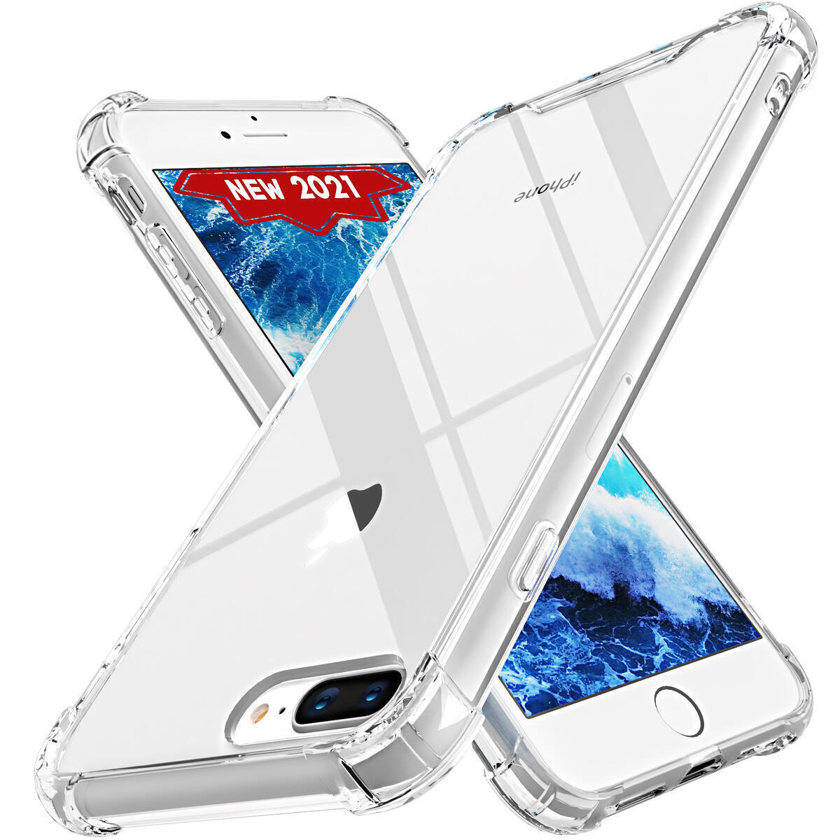 ORASE Ultra Clear Cases Designed for iPhone 8 Plus Case & for iPhone 7 Plus Case [Slim Fit] [Shockproof] [Anti-Yellow] Protective Clear Case with Soft Bumper + Hard Back Cover (Crystal Clear)