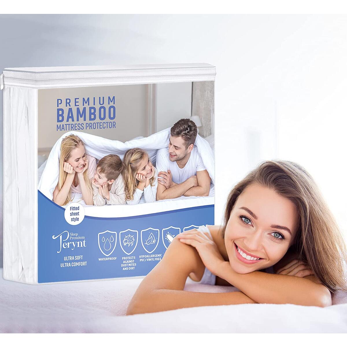 Premium Bamboo Mattress Protector, Ultra Soft, Waterproof, Breathable, Hypoallergenic Mattress Cover for Bed Protection & Comfort, Vinyl- Free [Twin Size - 39" x 75"]