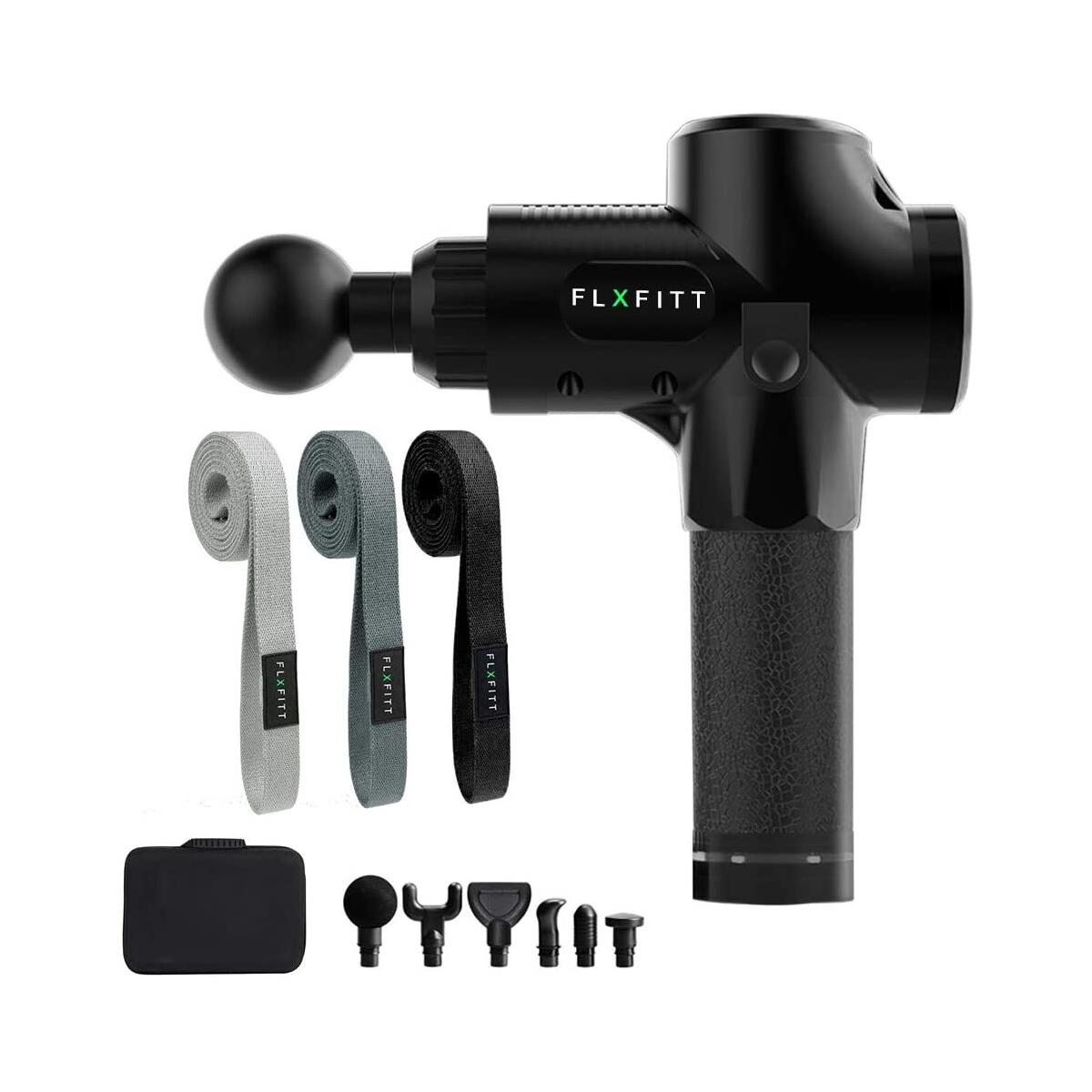 FLX FITT Pro2 Massage Gun | Intelligent Percussion Therapy | Deep Tissue Full Body Muscle Recovery | Pain Relief for Athletes | 3 FLX FITT Athletic Quality Resistance Bands Included