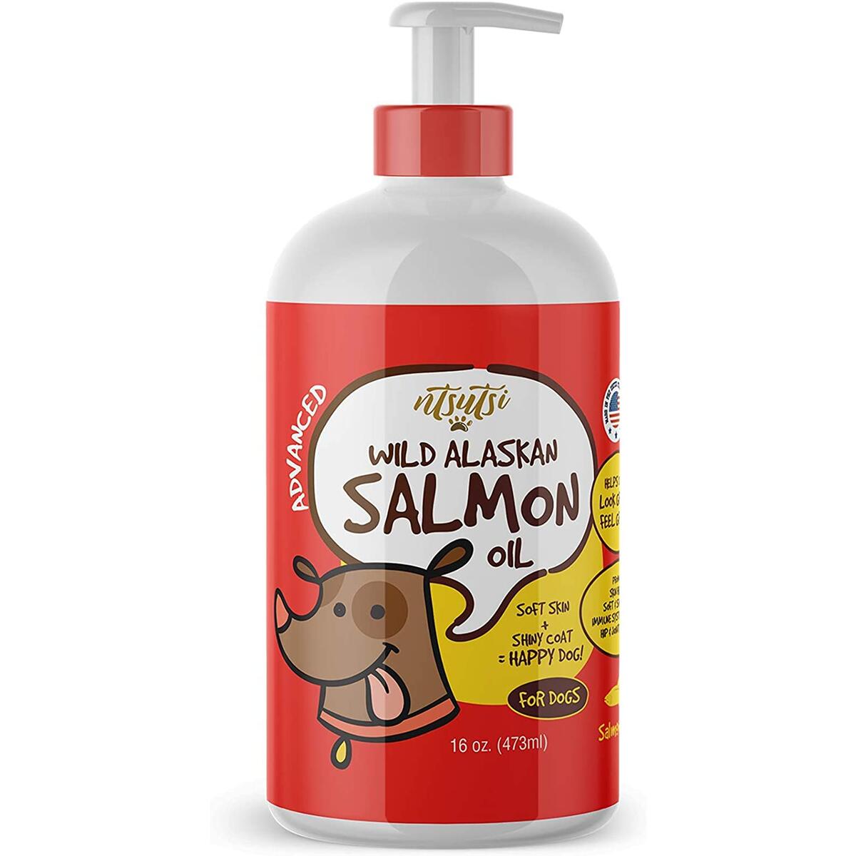Salmon Oil for Dogs & Cats - Pure Wild Alaskan Salmon Oil For Dogs 16 oz - Omega 3 & 6 Food Supplement for Dry Itchy Skin, Shedding, Dandruff & Joint Pain - For Healthy Skin + Joints & Soft Shiny Coat