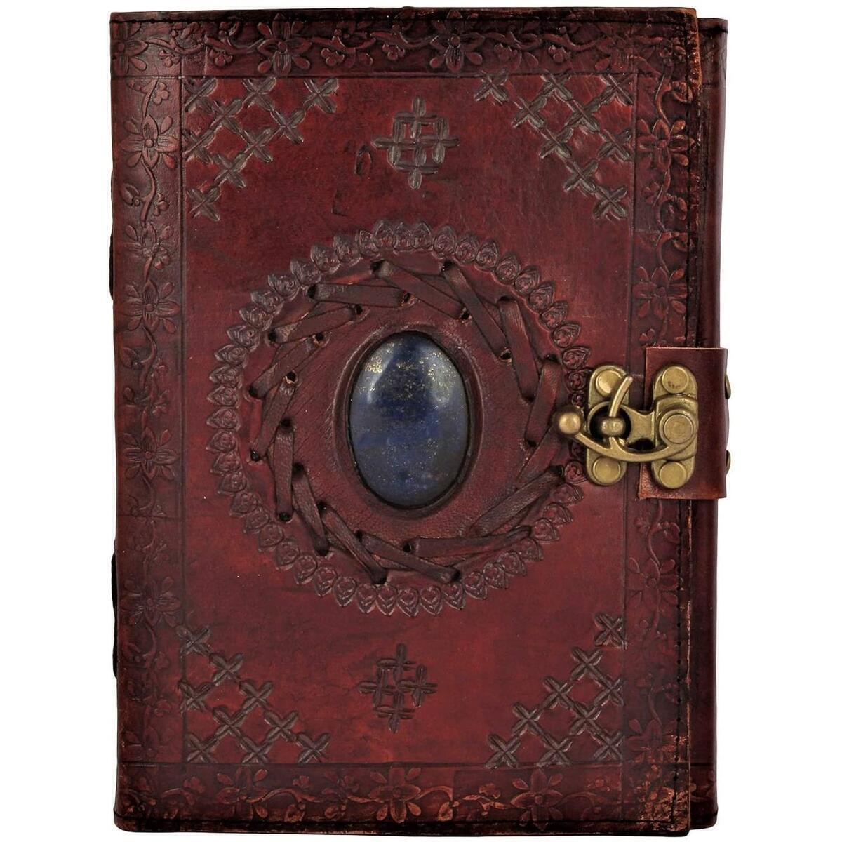 Leather Journal with Semi-Precious Stone & Buckle Closure Leather Diary Gift for Him Her