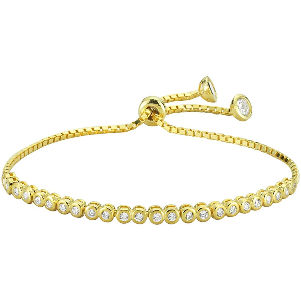 925 Sterling Silver Tennis Bracelets for Women, Rhodium Plated Elegant Design Cubic Zirconia CZ Adjustable Bracelets for Women, Strand Sliding Tennis Bolo Bracelet (3mm Cubic Zirconia)