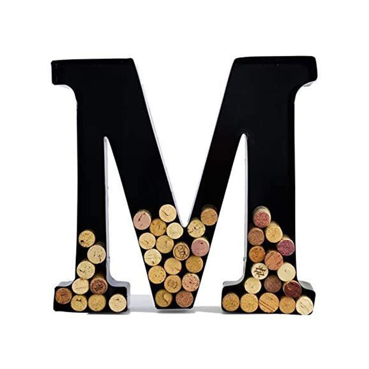 Wine Cork Holder - Metal Monogram Letter (M), Black, Large | Wine Lover Gifts, Housewarming, Engagement & Bridal Shower Gifts | Personalized Wall Art | Home Décor