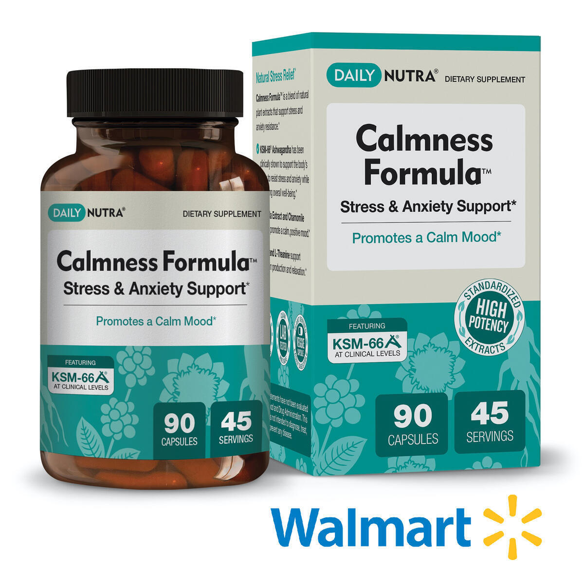 Calmness Formula by DailyNutra - Stress and Anxiety Relief Supplement - Promotes a Natural Calm Mood | Effective & Safe - Featuring Clinically Studied KSM-66 Ashwagandha (90 Capsules)