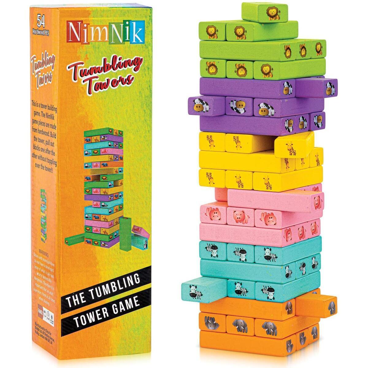 Wooden Blocks Stacking Tumbling Tower Games for Kids Ages 6 and up | 54 Pcs By NimNik