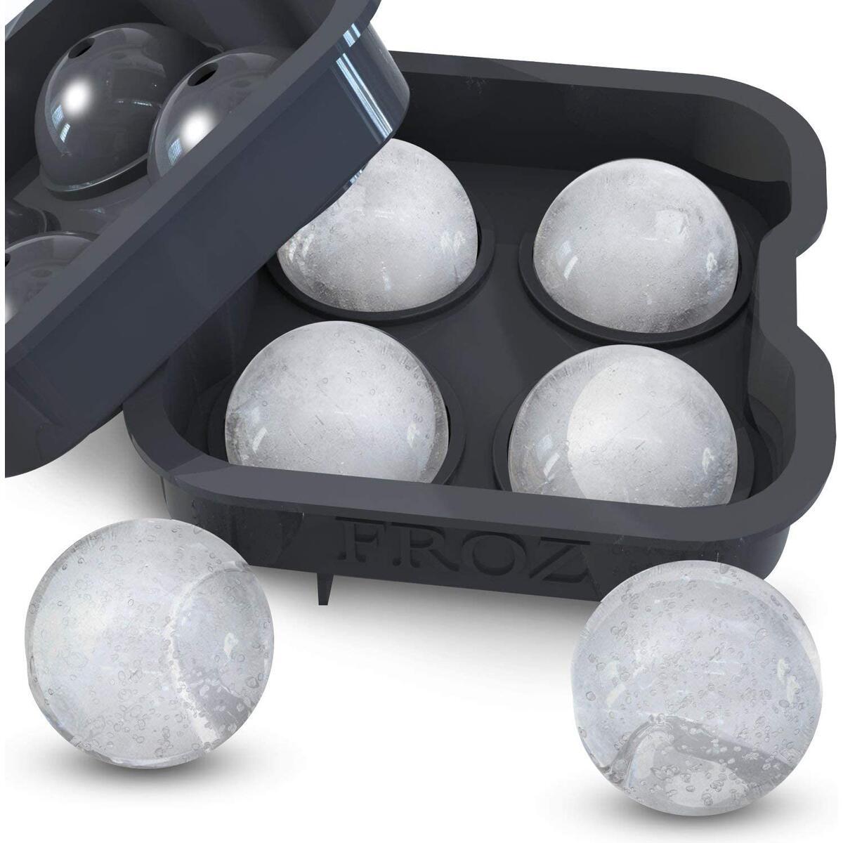 Housewares Solutions Froz Ice Ball Maker – Novelty Food-Grade Silicone Ice Mold Tray With 4 X 4.5cm Ball Capacity