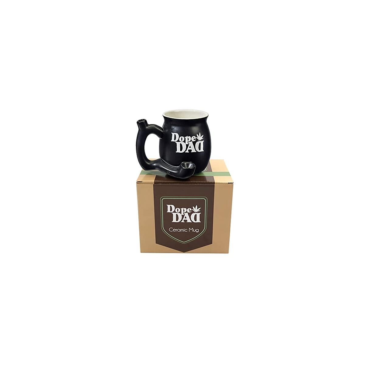 FashionCraft Dope Dad Roast and Toast Mug, Novelty Wake and Bake Coffee Mug in White Print - Specifically Designed for Fathers, Dads, Papas, Grandpas and more!