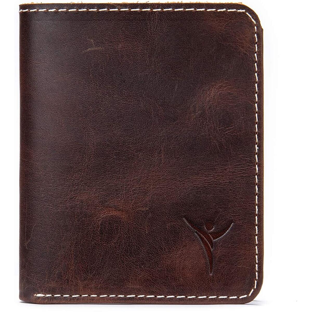 Genuine Leather Wallets for Men Bifold | Vintage Style Minimalist Bifold Mens Wallet/Card Holder with RFID Blocking Card in Gift Box (Vertical Style Wallet - Blue)
