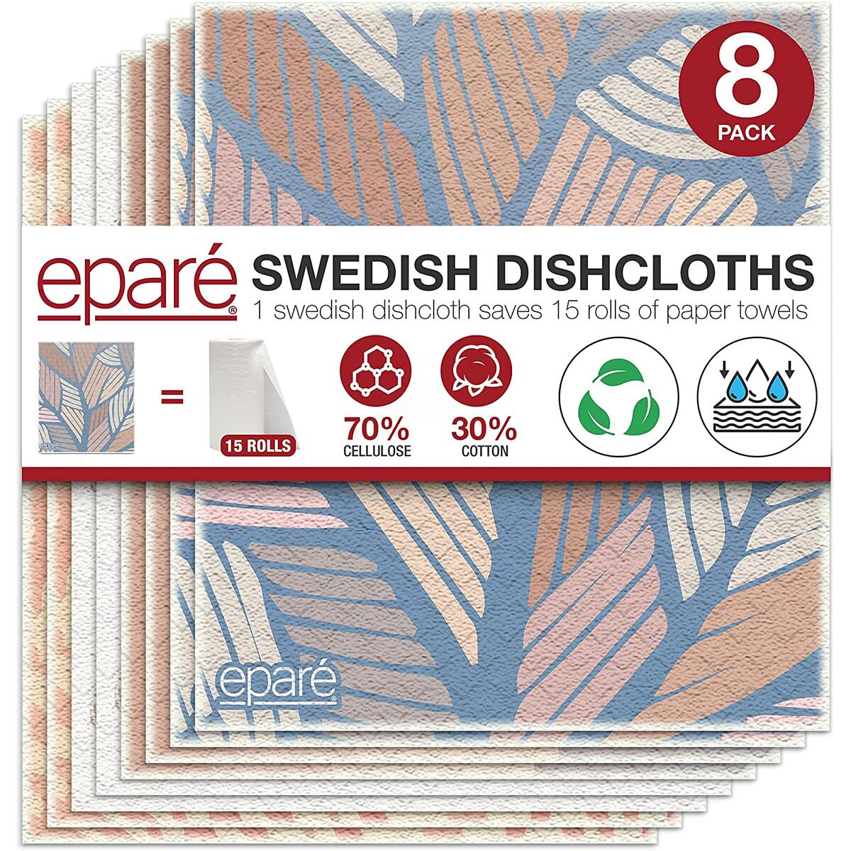 Dish Cloth - Reusable Swedish Kitchen Dishcloth - Stylish & Washable Cellulose Paper Towel & Sponges Alternative by Eparé