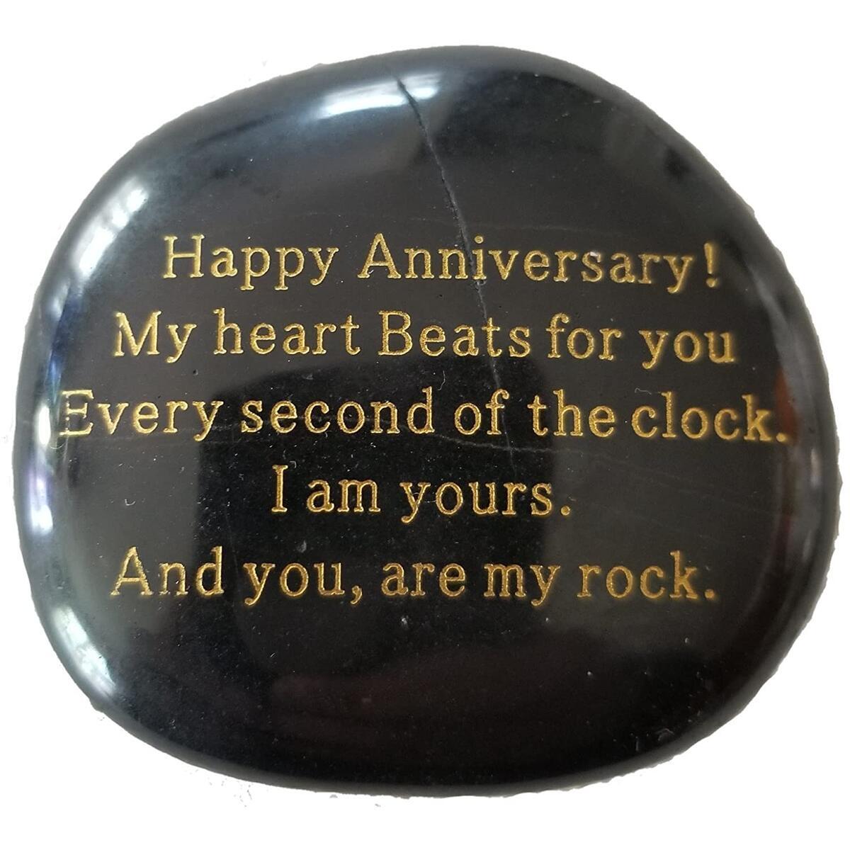 Anniversary Gift"Happy Anniversary! My heart Beats for you Every second of the clock. I am yours. And you, are my rock." Engraved Rock, Anniversary gifts for men or women.