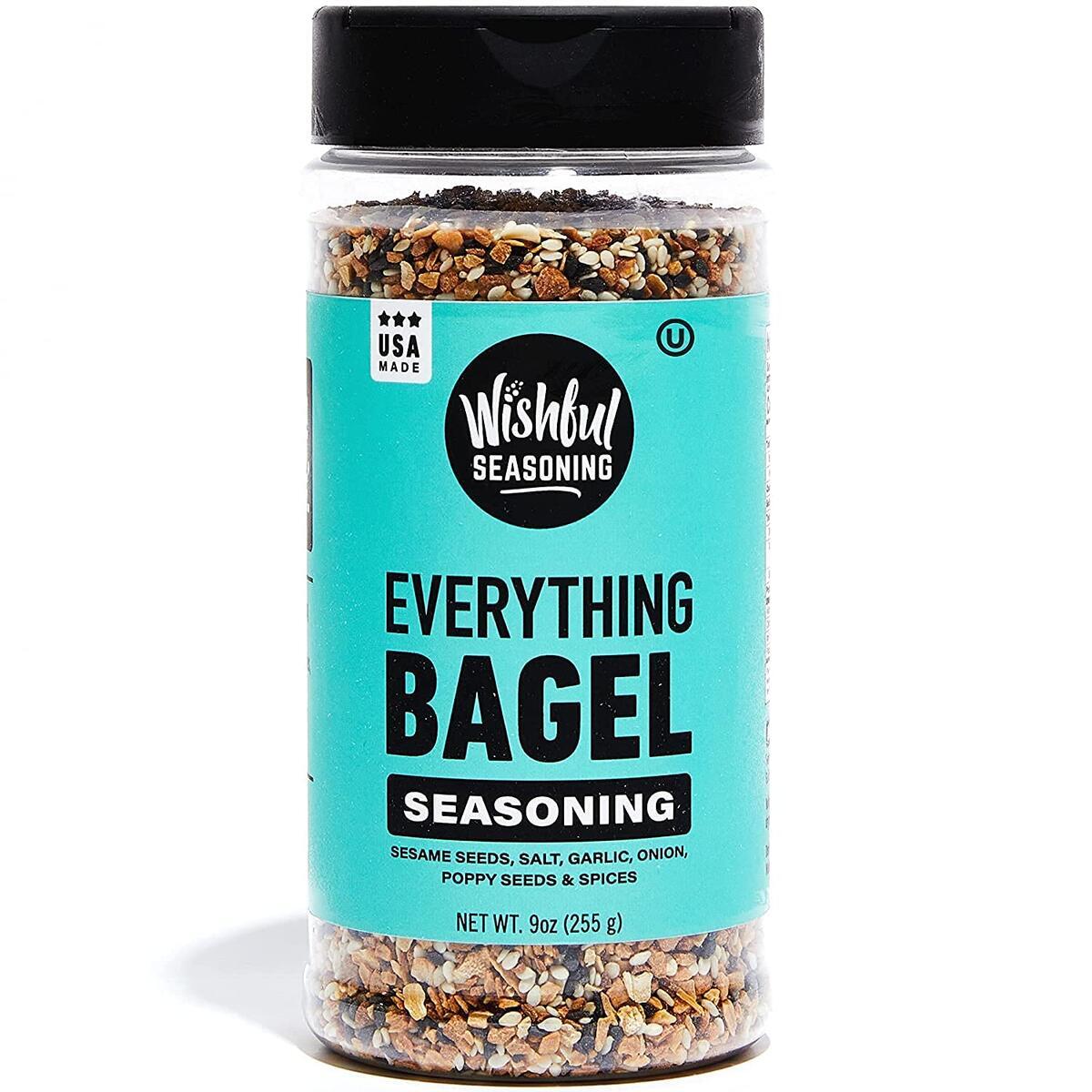 Wishful Everything Bagel Seasoning Original XL 9 Ounce Jar, Blend of Sea Salt, Spices, Sesame Seeds, Dried Onion Flakes & Garlic Seasoning, Gluten Free & Keto Seasoning