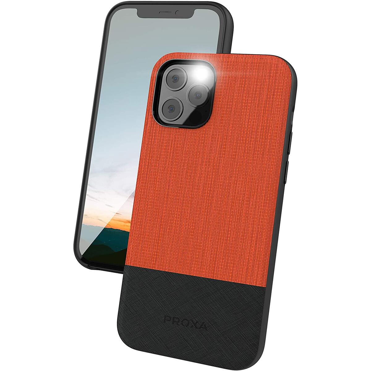 PROXA Phone Case Designed for iPhone 12/12 Pro 6.1 inch Case (2020) - Wireless Charging Compatible - [Protective/Scratchproof] - [PROXA Magnetic Wireless Car Charger Compatible Version]-Sunset Orange