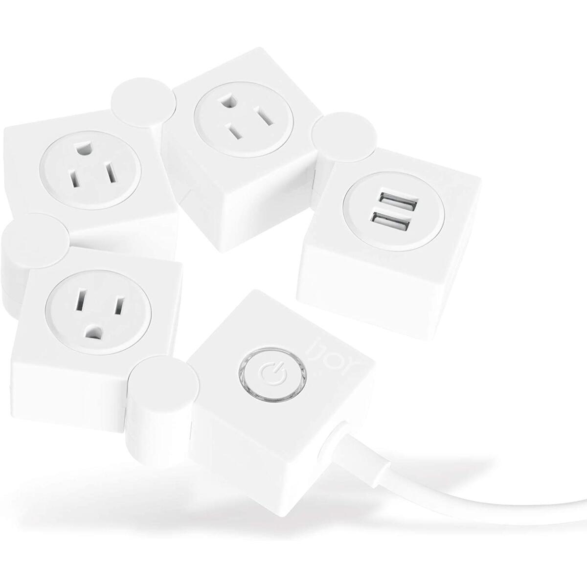 Rebate Only For Color: White = iJoy Decorative Surge Protector- 3 AC Outlets and 2 USB Charging Ports with 5 Ft Extension Cord- Power Strip Outlet Extender for Home Office, Dorm, Room and More (White)