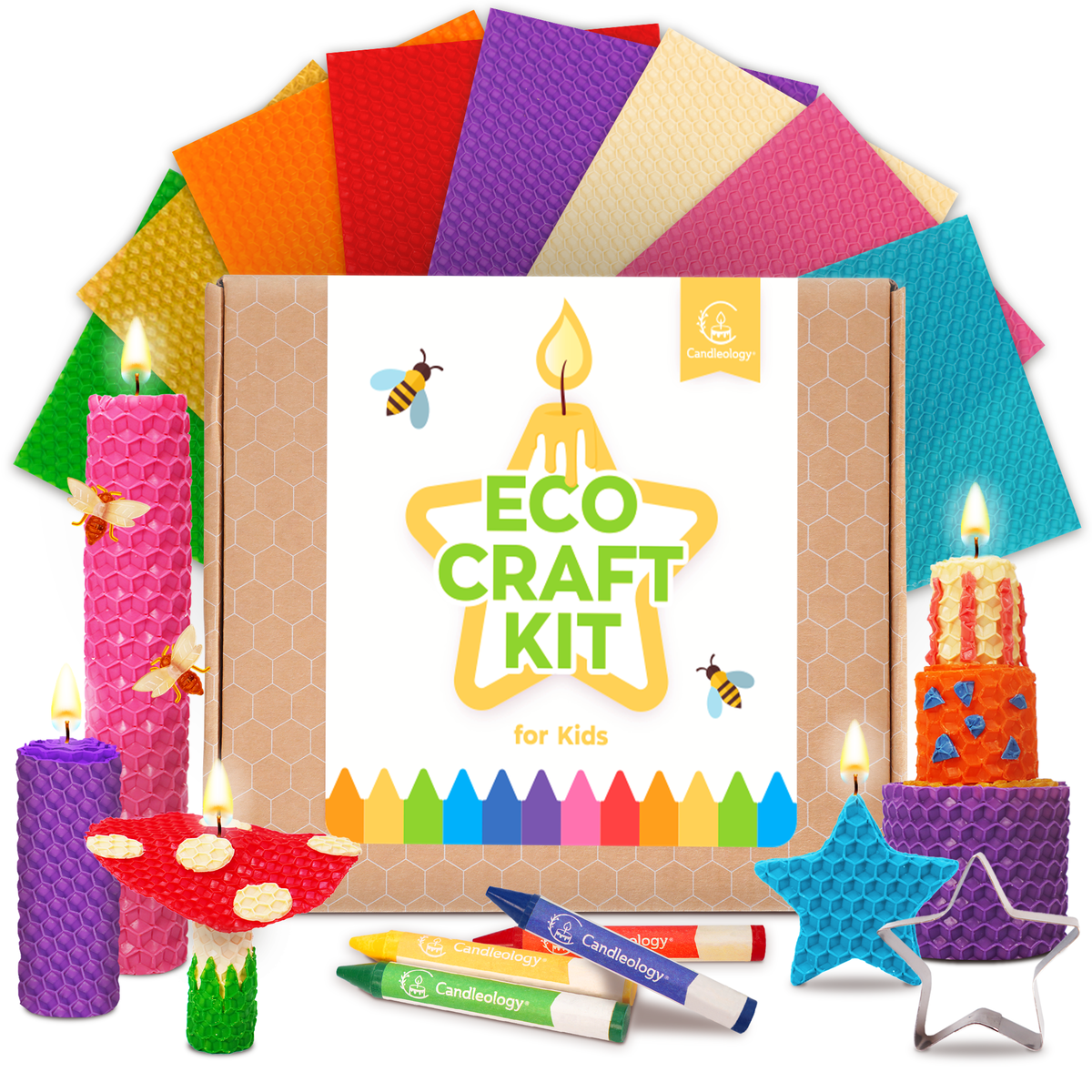 Beeswax Candle Making Kit for Kids Craft Supplies 100% Pure Bees Wax DIY Crafts Organic Beeswax Sheets for STEM Projects Activities for Kids Art Supplies Hobby Set for Girls Boys Kindergarten Gifts