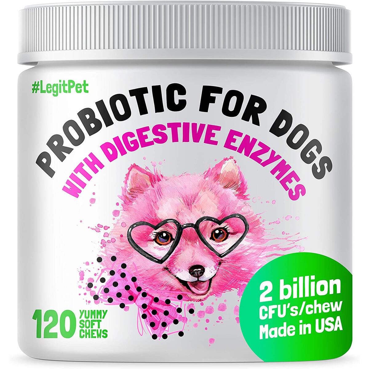 Probiotics for Dogs with Natural Digestive Enzymes + Prebiotics for Allergy & Itch Relief + Coprophagia Treatment & Anti Diarrhea for Dogs