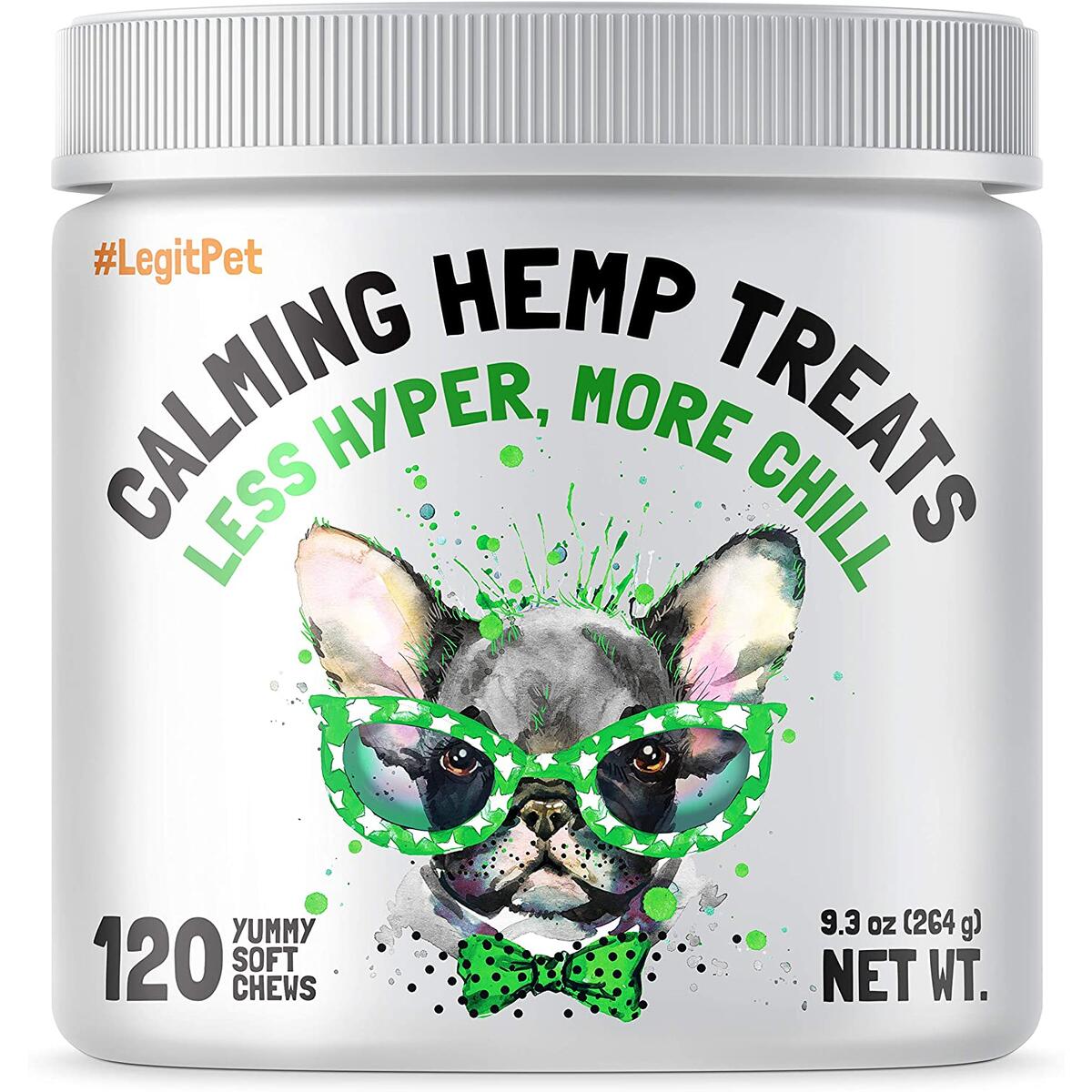 Calming Hemp Treats for Dogs - Made in USA with Organic Hemp - Natural Separation Aid - Helps with Barking, Chewing, Thunder, Fireworks, Aggressive Behavior