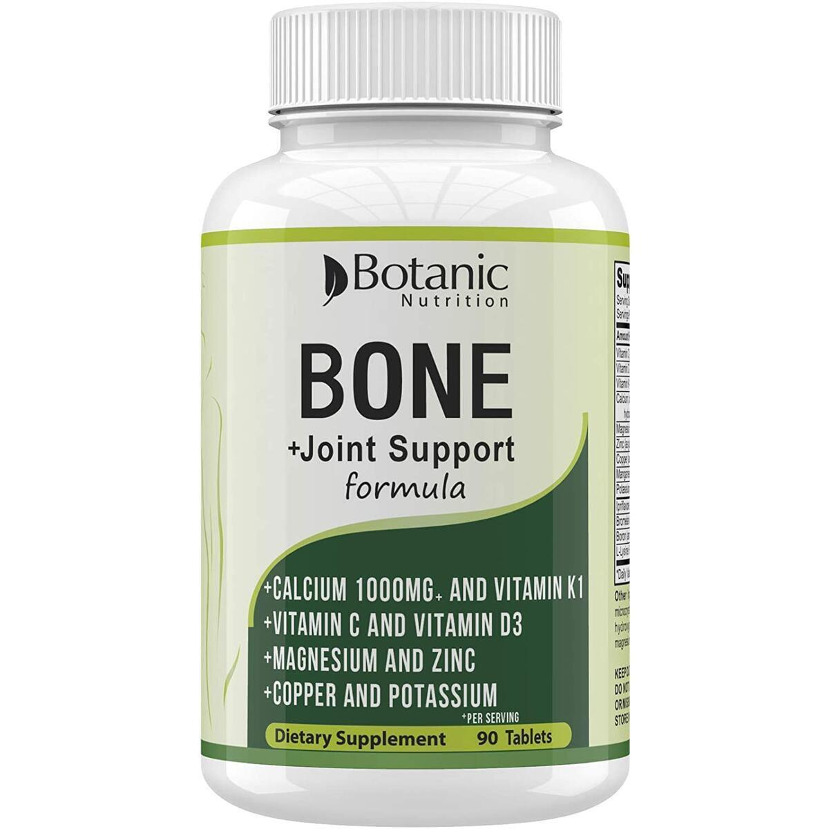 Bone Strength 1000mg Calcium Magnesium Zinc Potassium Supplement with Vitamins C, D3, K1 - Bone Vitamins for Men & Women - Best for Bone Support, Bone Growth and for Bone Health-90 Veg Tablets
